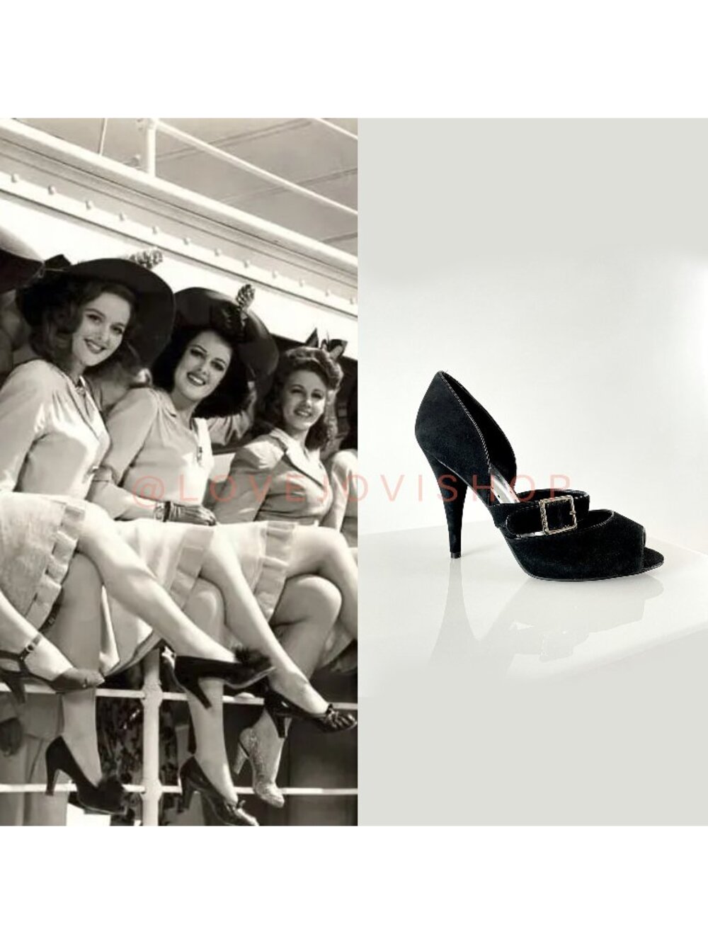Feminine | BCBG Suede D'Orsay Heels | Black Peep Toe | 1940s Vintage Inspired